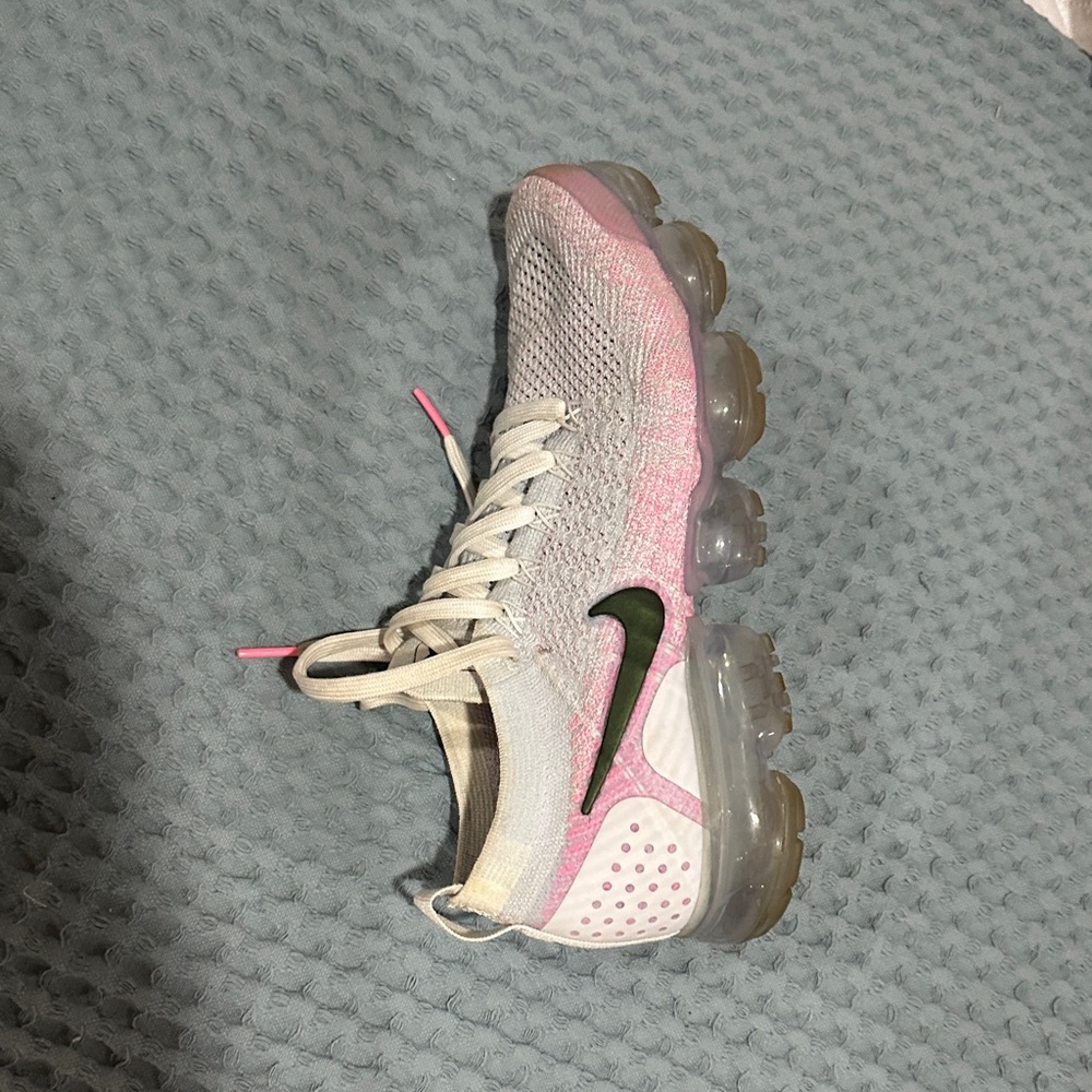 Nike Pink and Cream VaporMax Flyknit Shoes